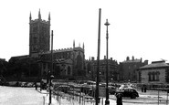 Wolverhampton, Market Place and St Peter's Church c1955