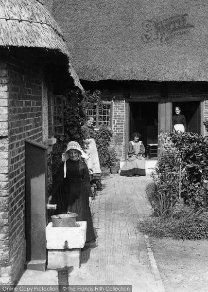 Photo of Wimborne, Women at  the Almshouses 1908, ref. 60634x