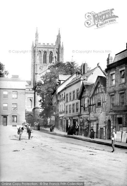 Photo of Hereford, Street and Cathedral Tower 1891, ref. 29292