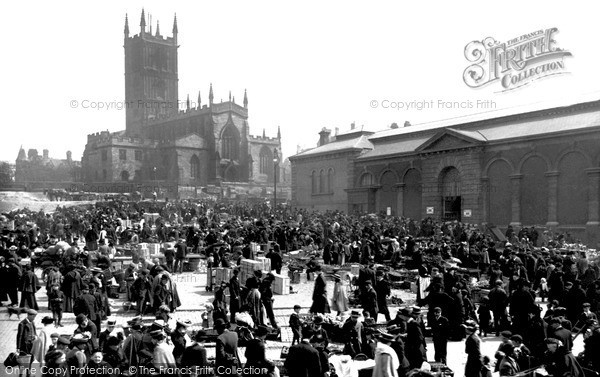 Wolverhampton, the Market and St Peter's Church 1910