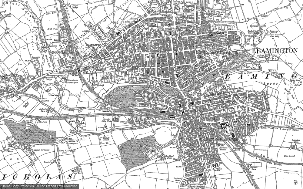 Old map of Leamington Spa. Map ref. HOSM34768
