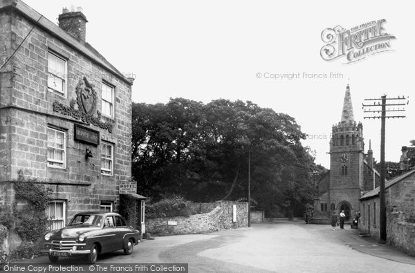 Photo of Beadnell, Craster Arms and Church c1955, ref. B550039