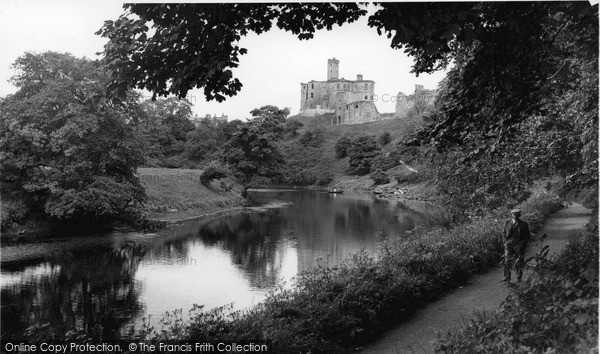 Photo of Warkworth, Mill Walk and the Castle c1955, ref. W391020