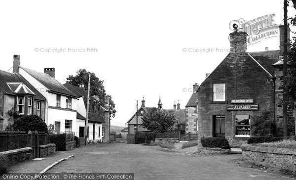 Photo of Ancrum, the Post Office and School c1955, ref. A177010