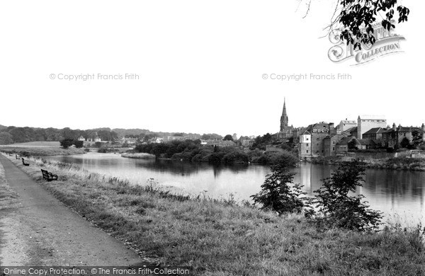 Photo of Kelso, meeting of the Rivers Tweed and Teviot c1950, ref. k55004